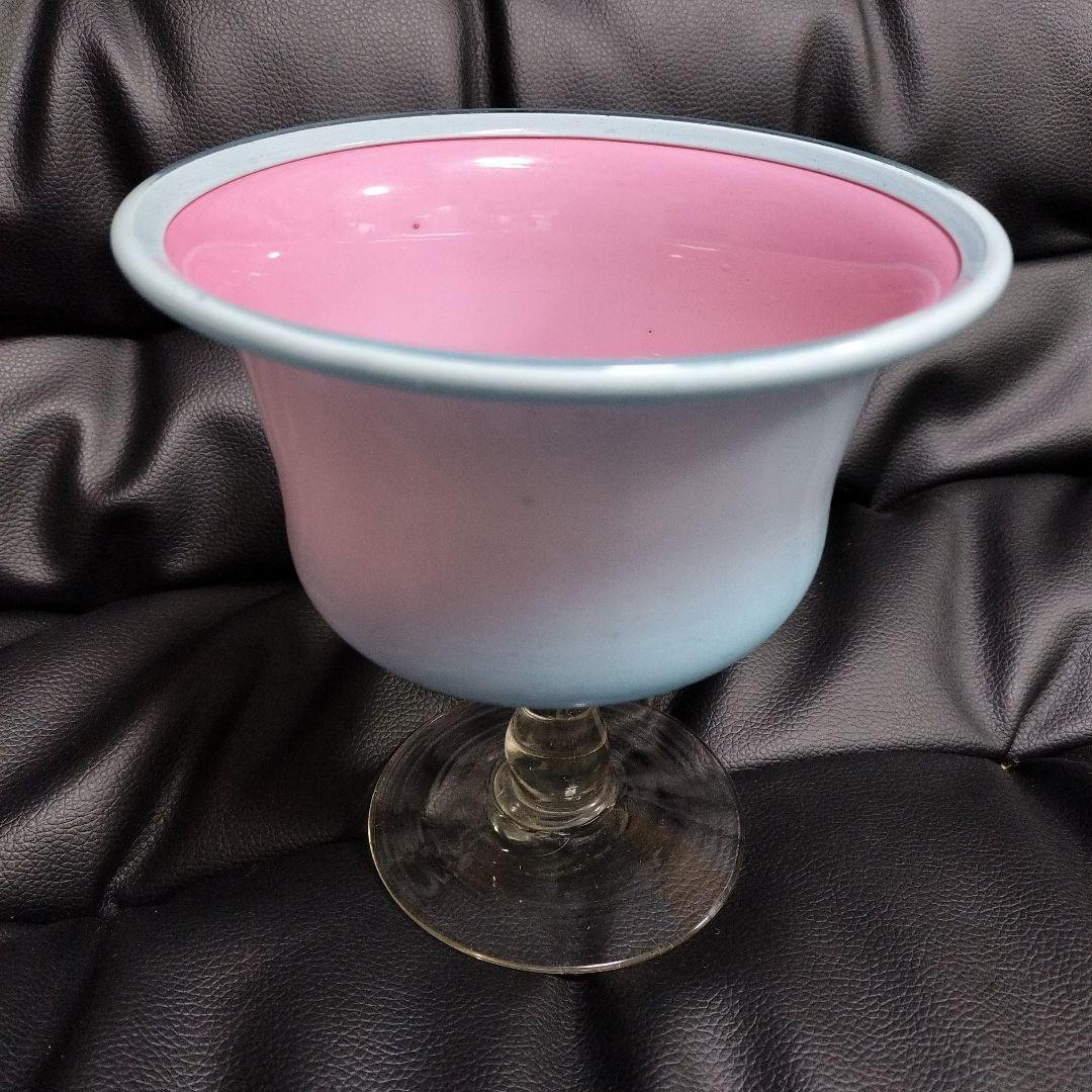 アンティーク 特大 ガラスカップ 氷コップ ブルー