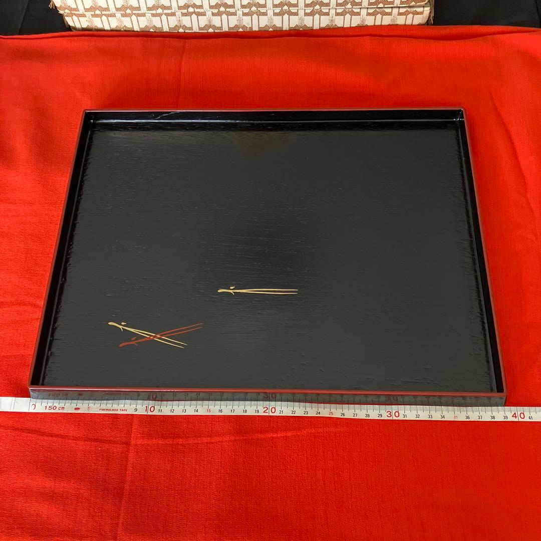 【新品】天然木漆器トレー　5セット　大丸