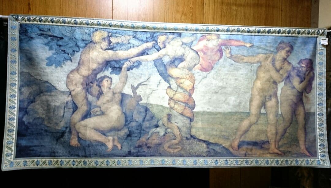 イタリア タペストリー アダムとイブ ミケランジェロ 名画 骨董品 アンティーク