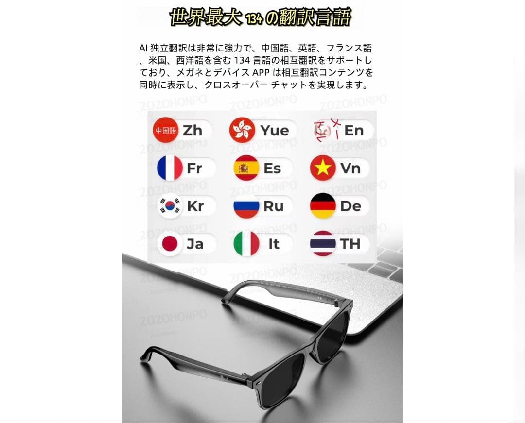 【即発送】AI翻訳機能付きスマートサングラス