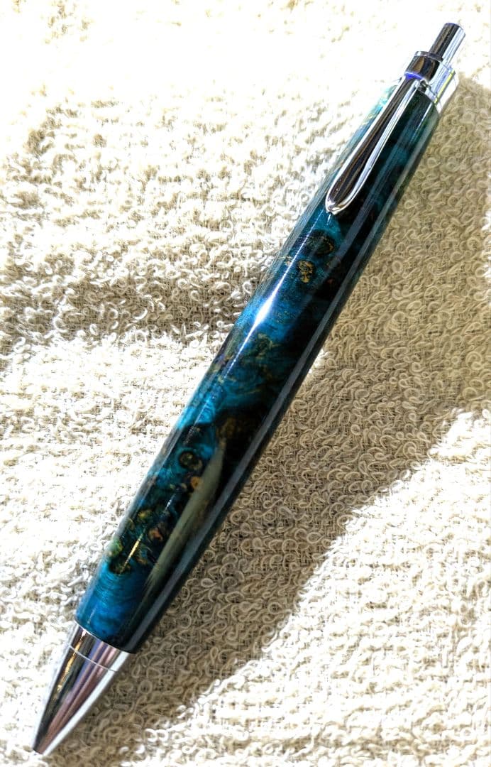 木軸ペン　花梨瘤杢　スタビライズドウッド　　ボールペン／シャープペン