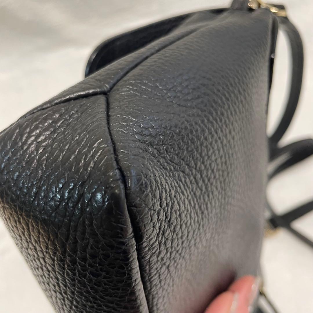 美品　アニエスベー　ショルダーバッグ　レザー　ブラック　ゴールド金具