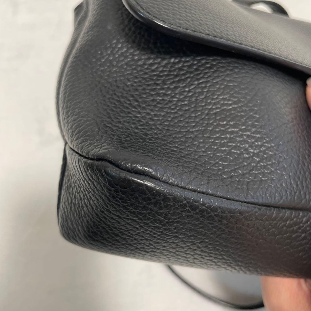 美品　アニエスベー　ショルダーバッグ　レザー　ブラック　ゴールド金具