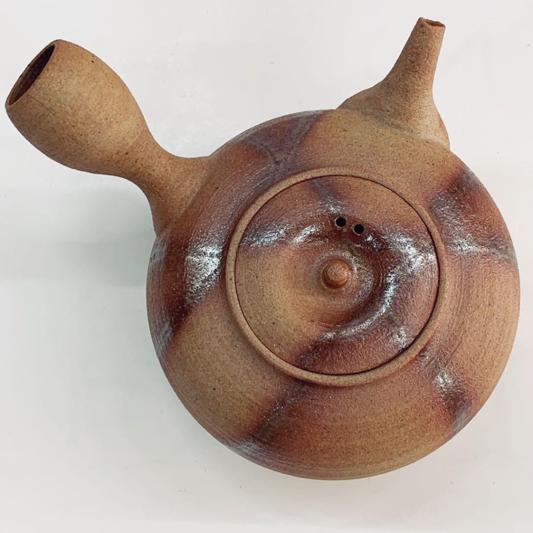 【茶注38    万古焼　急須　緋襷】伊藤富有　共箱