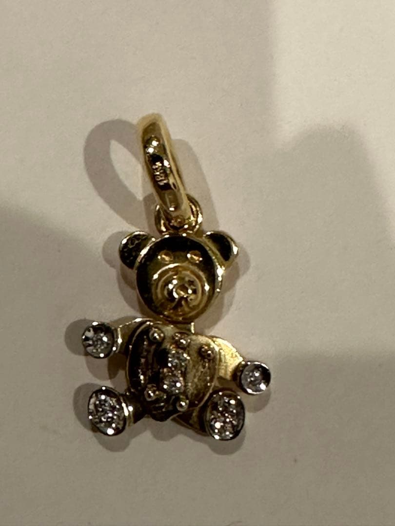 ポメラート K18YG/WG ダイヤモンド ペンダント オルセット テディベア
