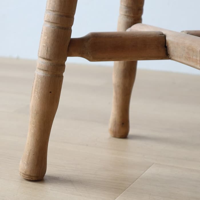 Aアンティーク 木製 無塗装 無垢材 丸スツール 古家具 カエデ ブナ