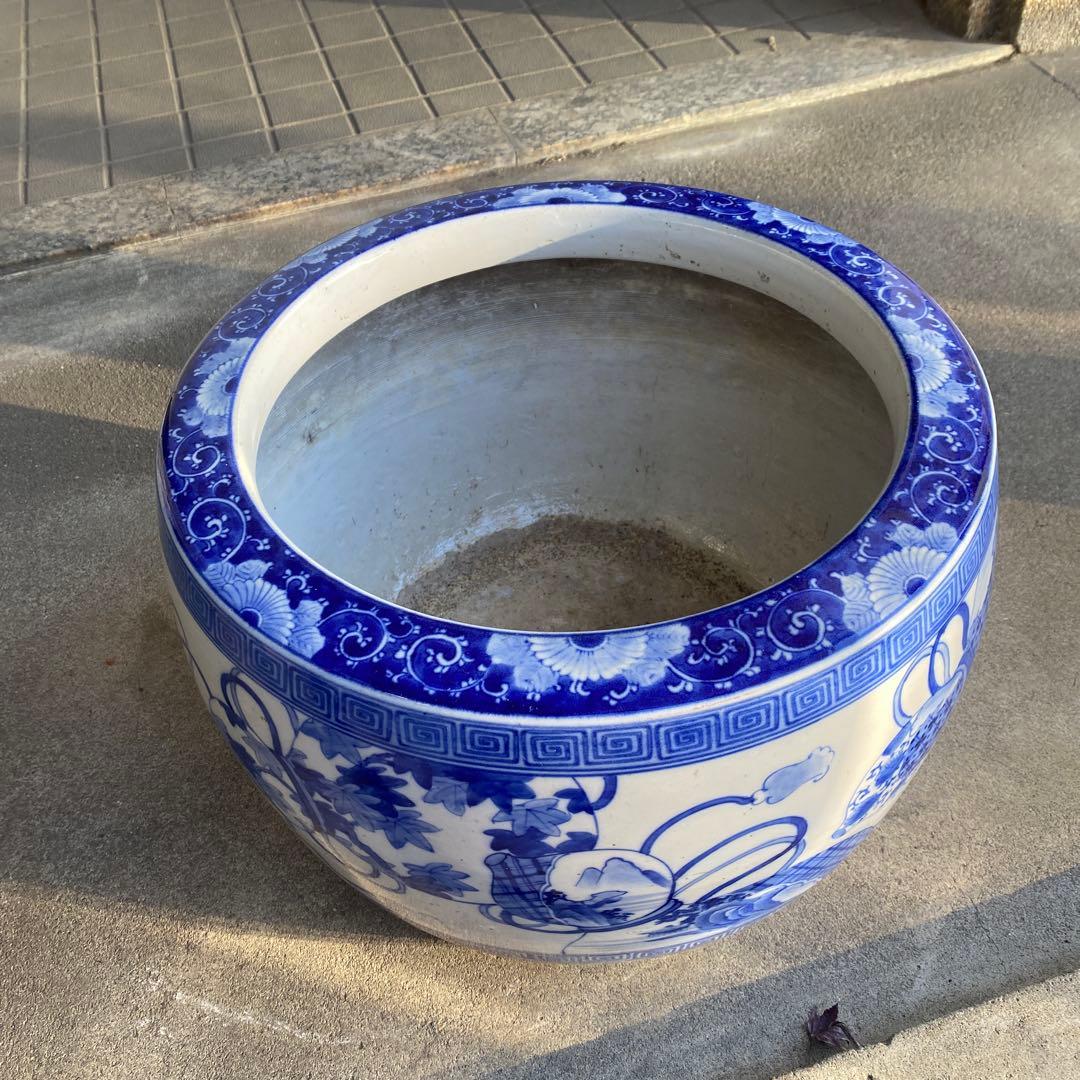 明治大正時代頃の瓢箪図火鉢42cm28cm