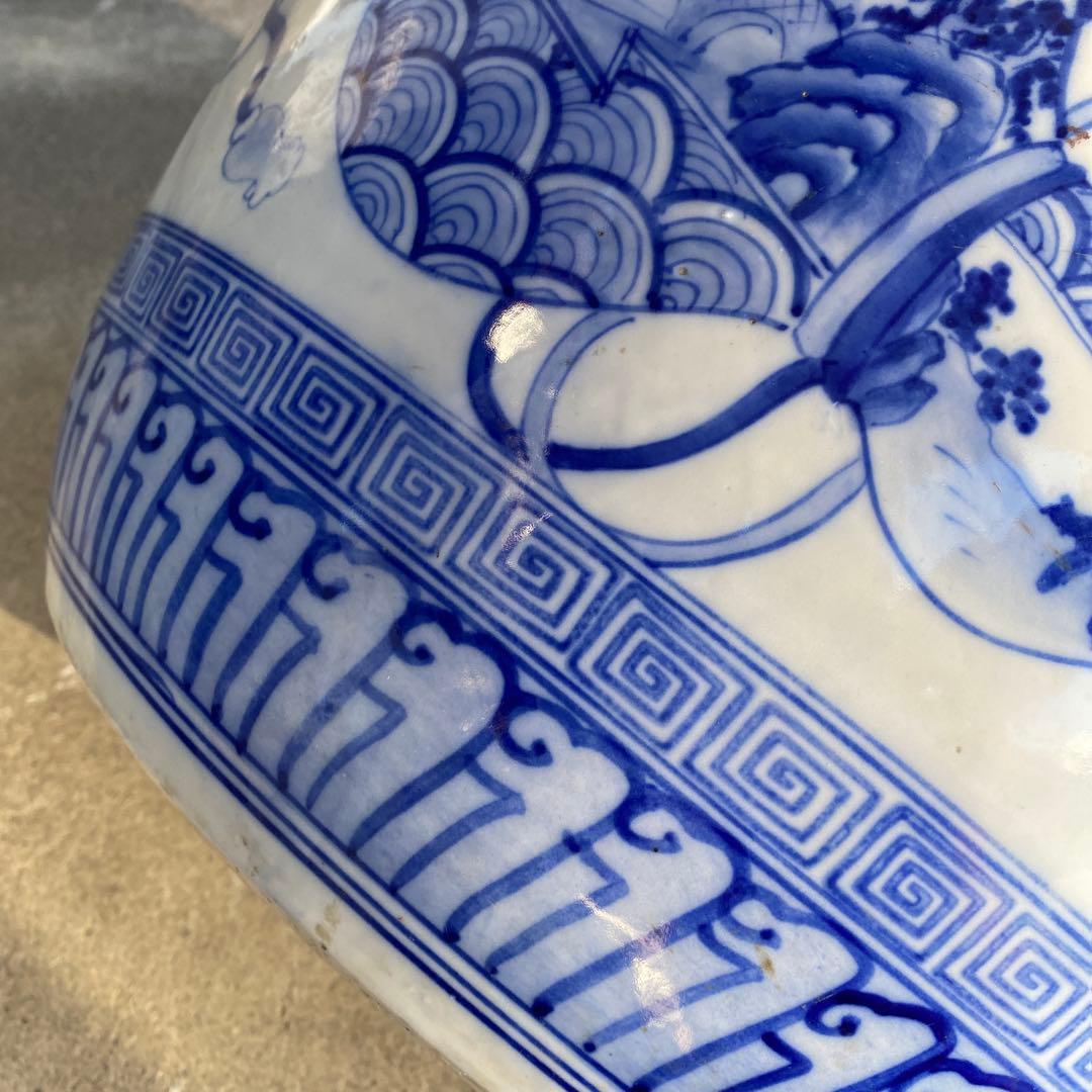 明治大正時代頃の瓢箪図火鉢42cm28cm