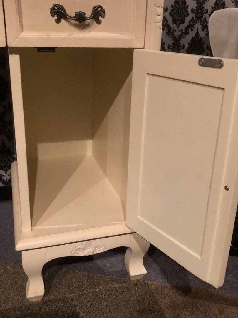 希少♦️猫脚 アンティーク♦️両袖 テーブル&ダマスク 木彫りミラー♦️2点♦️送料込