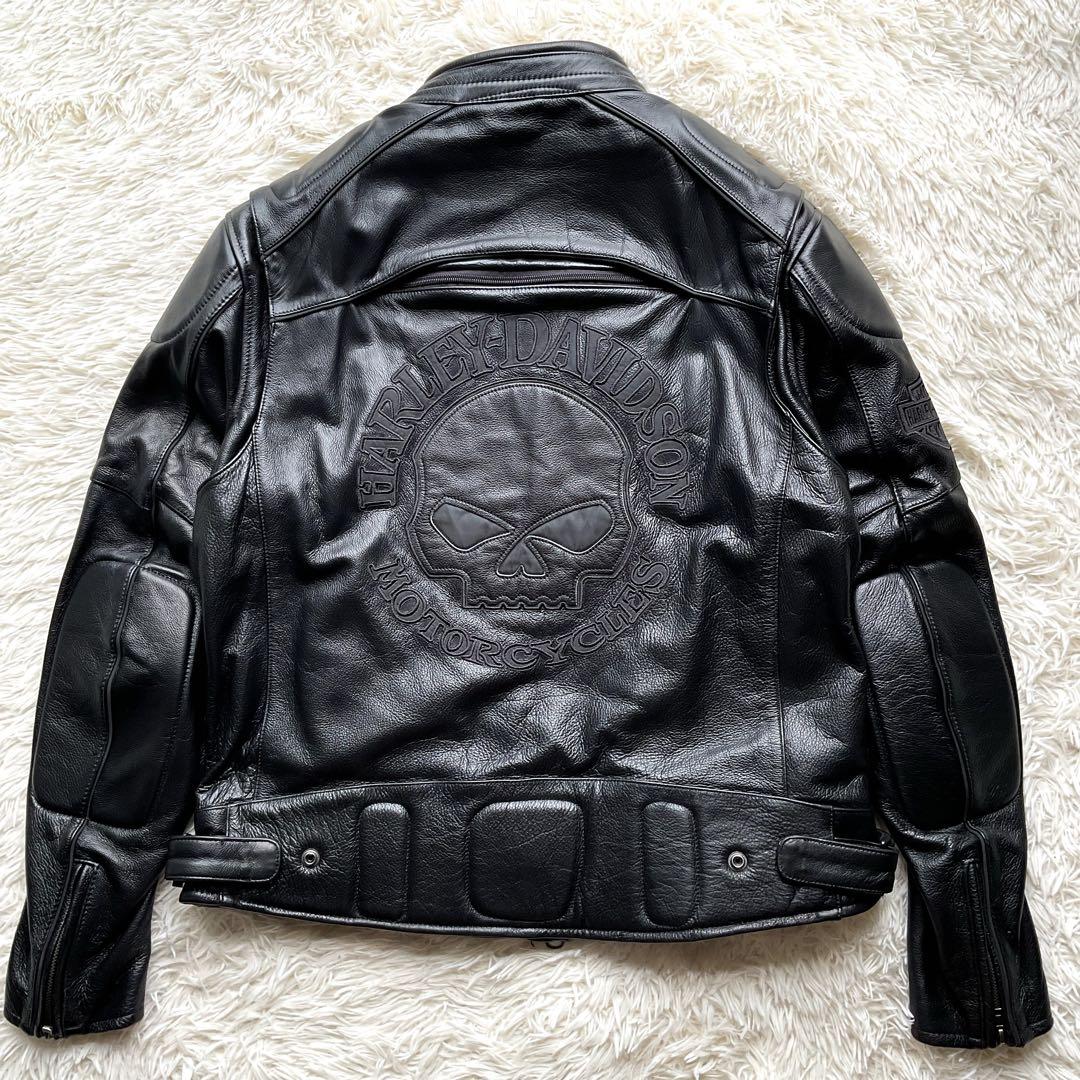 人気✨ハーレーダビッドソン　レザージャケット　シングルライダース　スカル　XL