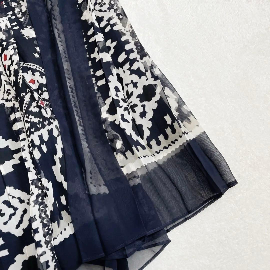 サカイ sacai 2018 プリーツ プリント ベルト スカート 1 ネイビー