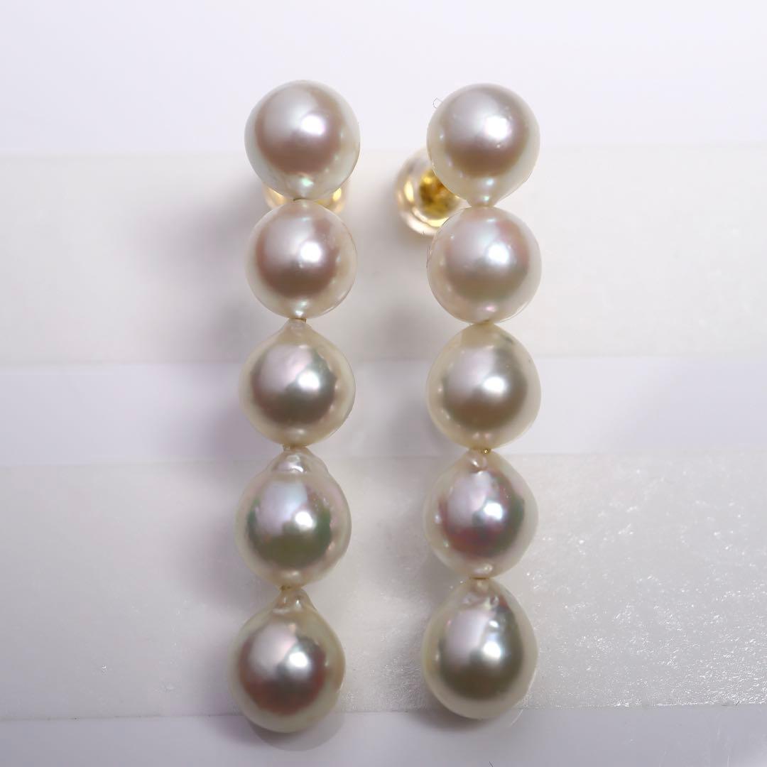 あこや真珠 5連ピアス あこやパール ピアス 5連パール