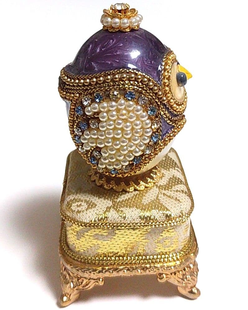 ★幸運を運ぶ★フクロウのエッグアート★宝石箱 ジュエリーボックス★オルゴール