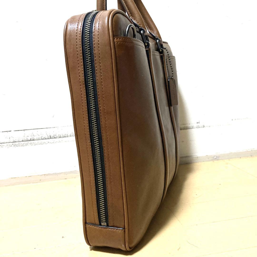 超美品 COACH コーチ ビジネスバッグ ブリーフケース トートバッグ 茶