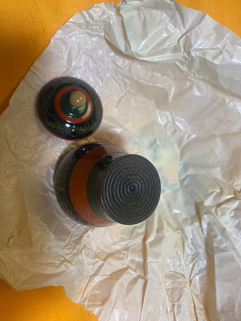 沈彫　独楽塗　莨（煙草）入