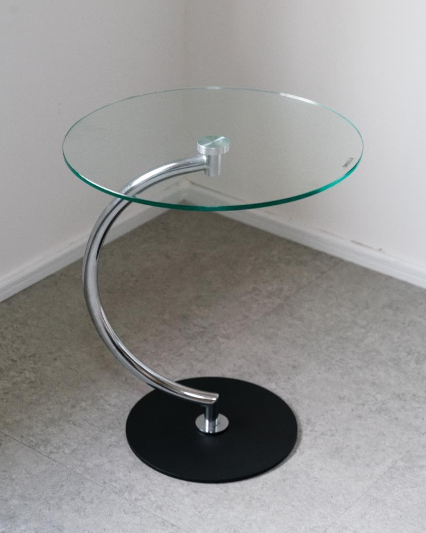 ミッドセンチュリー　ガラス サイドテーブル ラウンドテーブル レトロモダン