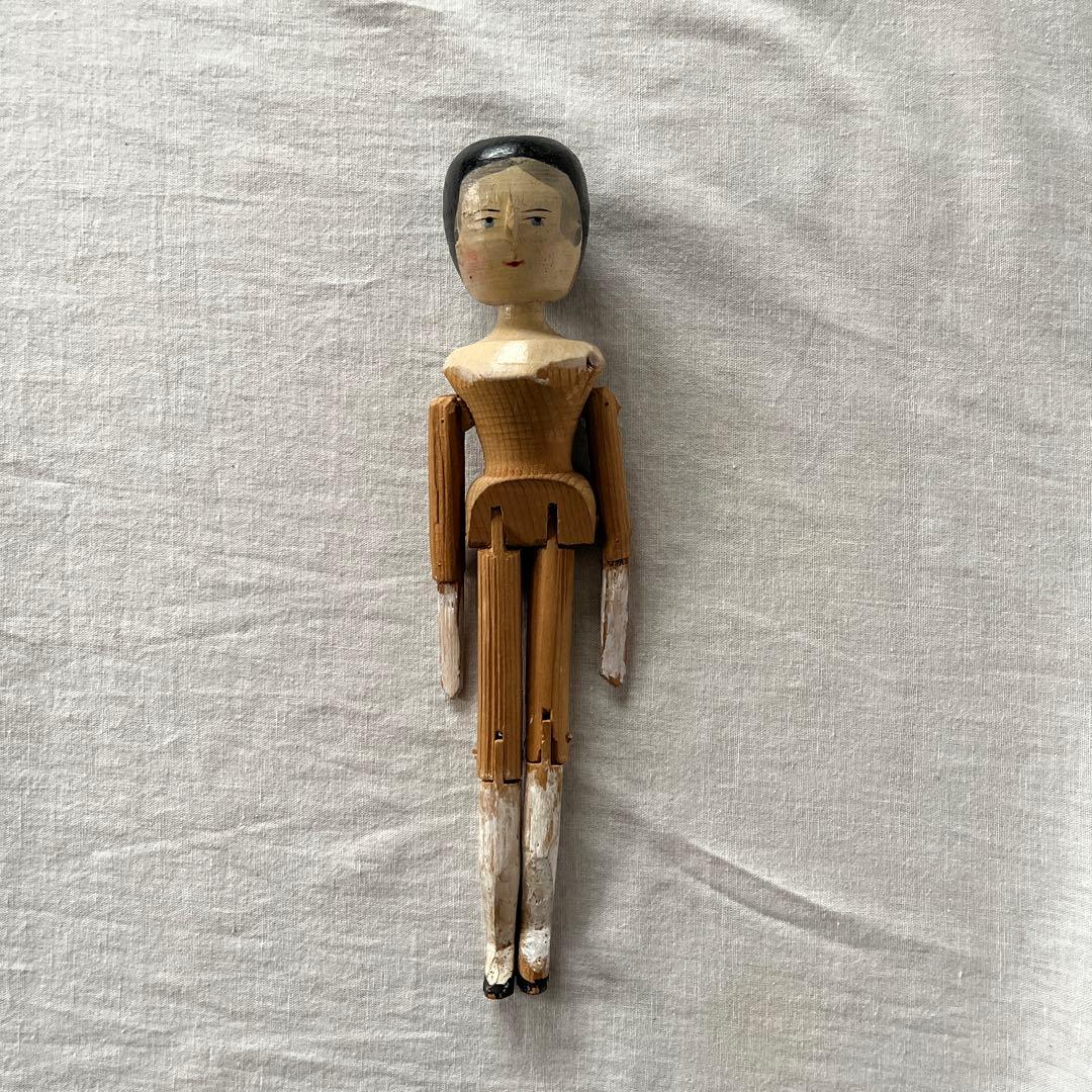 ま*ん様 アンティーク　ペグドール　ウッデンドール　おすわり
