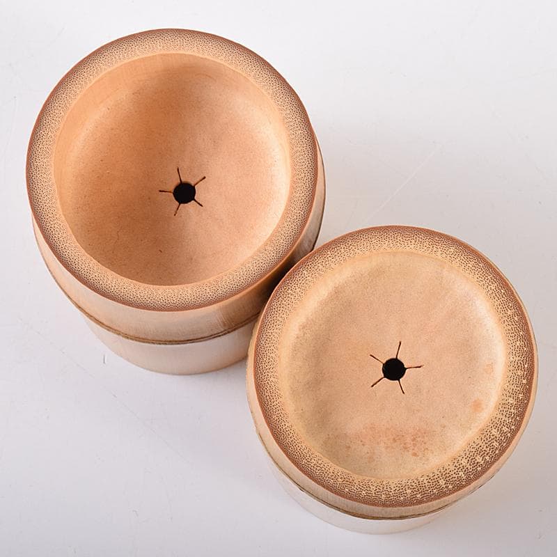 茶道具　黒田正玄作　公孫樹絵　竹蓋置　一双　大徳寺森山歓渓極め箱　V　R7964