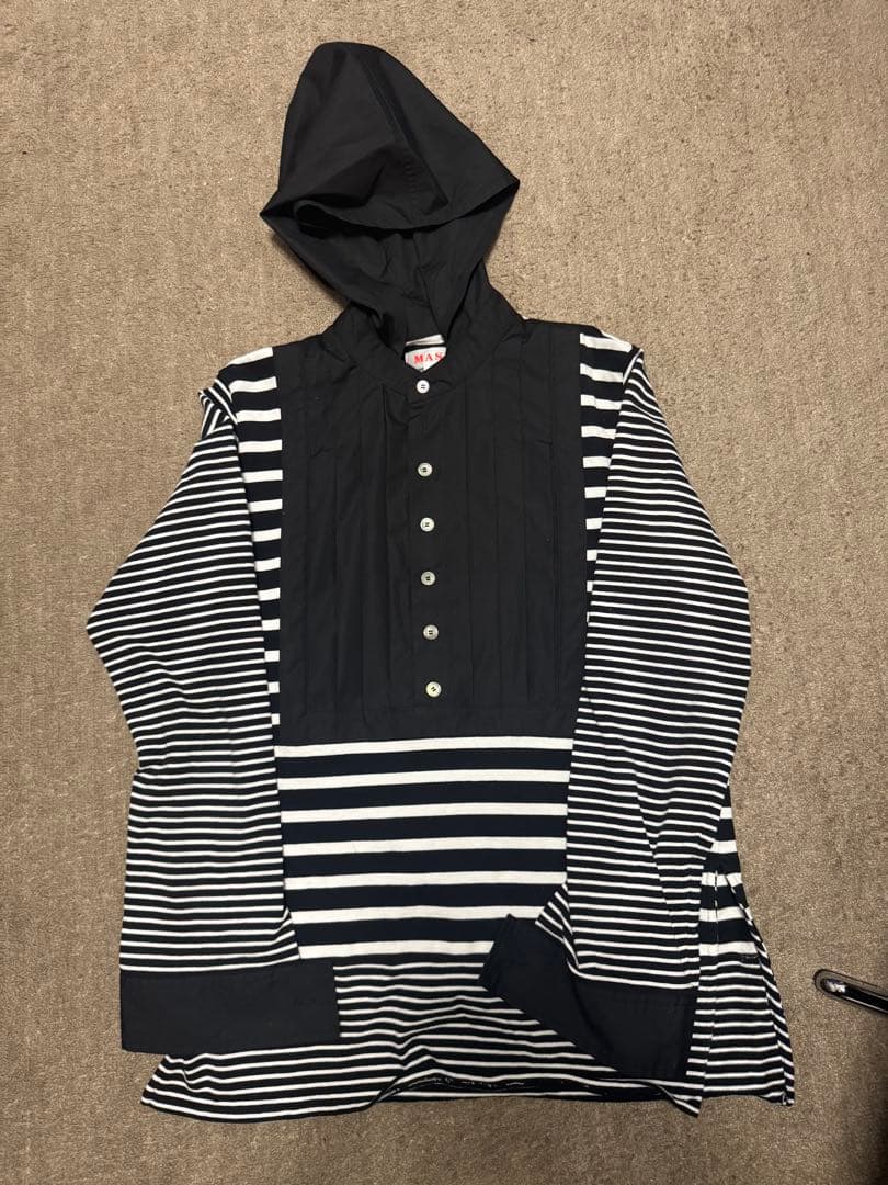 ネイビー ストライプ フード付きパーカー
