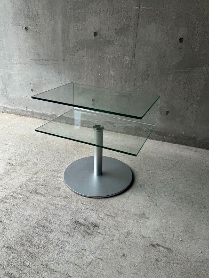 ガラストップサイドテーブル　スペースエイジ　ミッドセンチュリー　ポストモダン