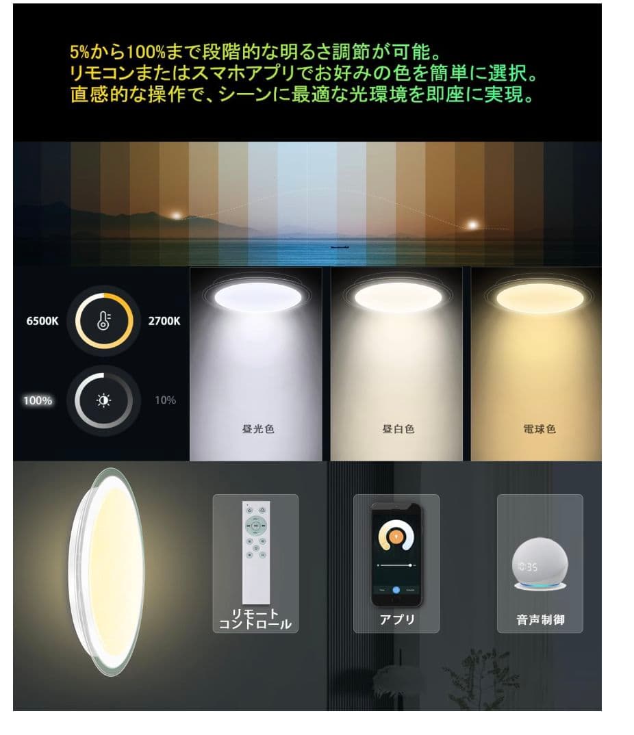 LED 音楽シーリングライト 16畳 Amazon alexa対応 スピーカー
