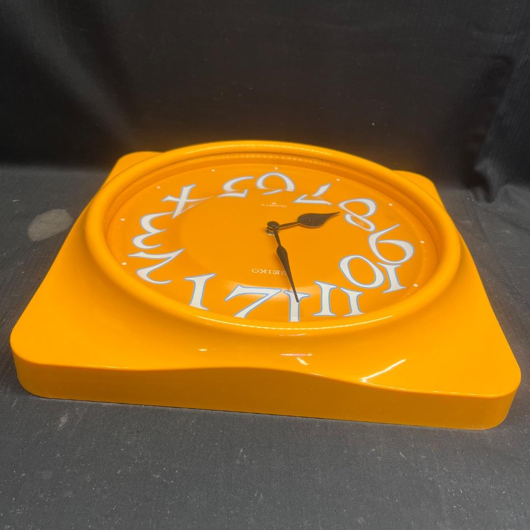〇Kb右1058 美品 セイコー クオーツ 掛け時計 イエロー レトロ