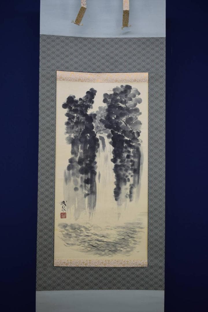 真作/誠泉/滝図/布袋屋掛軸HF-625