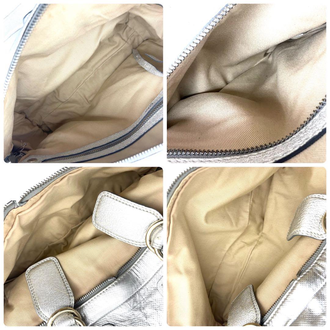 Chloe　ベイ　ハンドバック　肩掛け　シルバー　メタル　Y2K　シボ革