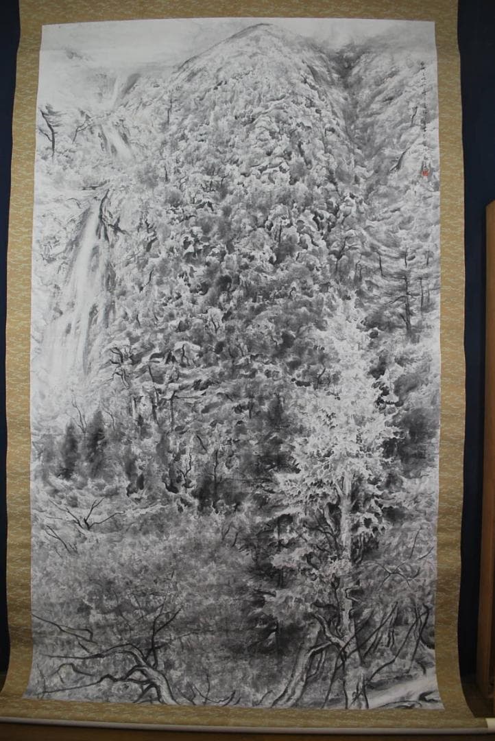 【真作】奥本高于/滝山水図/大幅/掛軸☆宝船☆V-967　JM