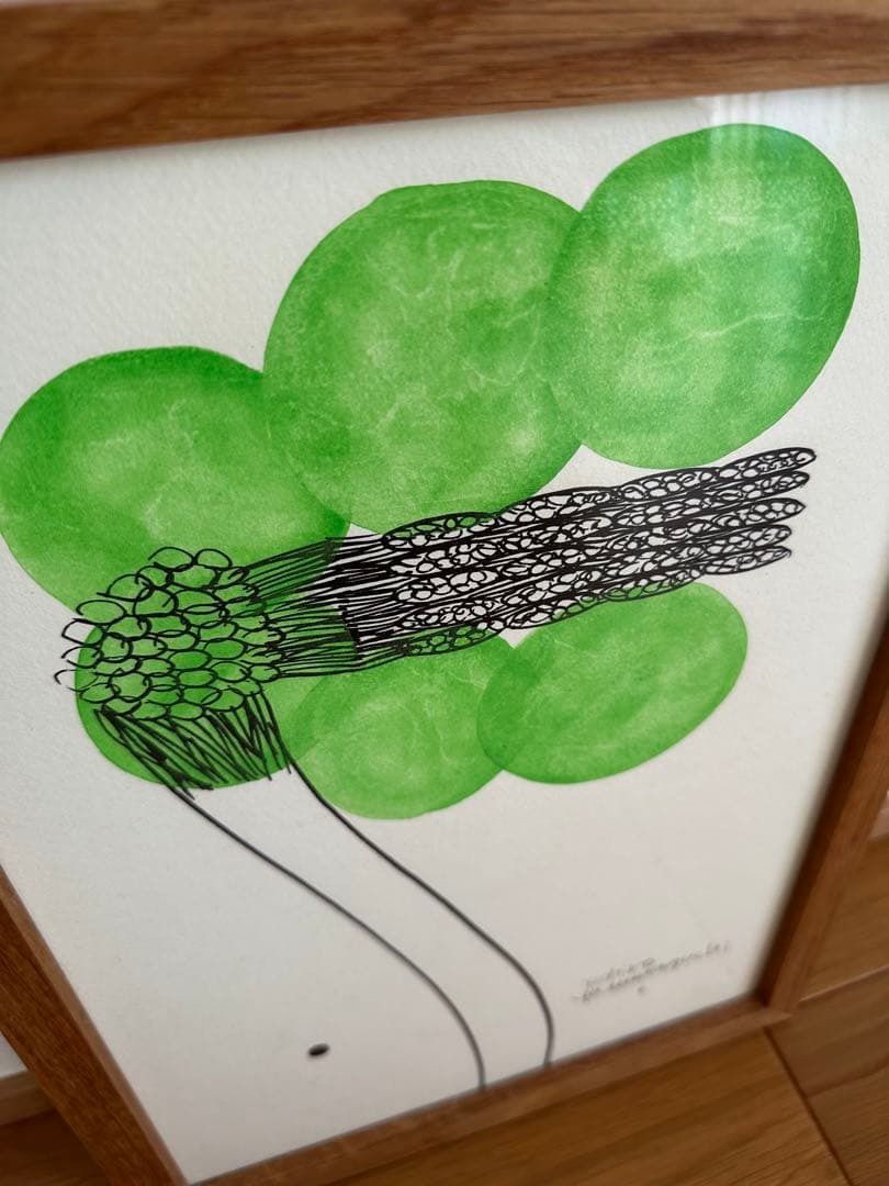 山口一郎　原画　Sサイズ　花HANA 黄緑色