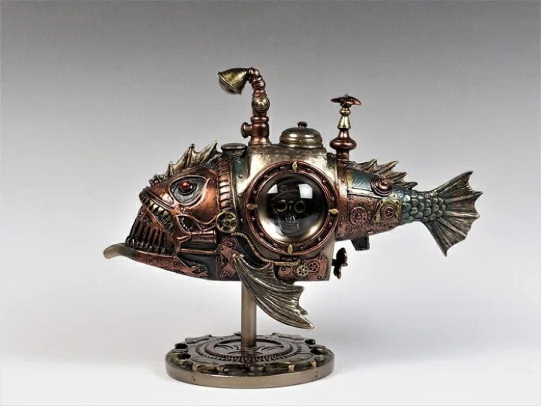 スチームパンク　fish潜水艦　置物　ライト付き　ギレルモデルトロの世界