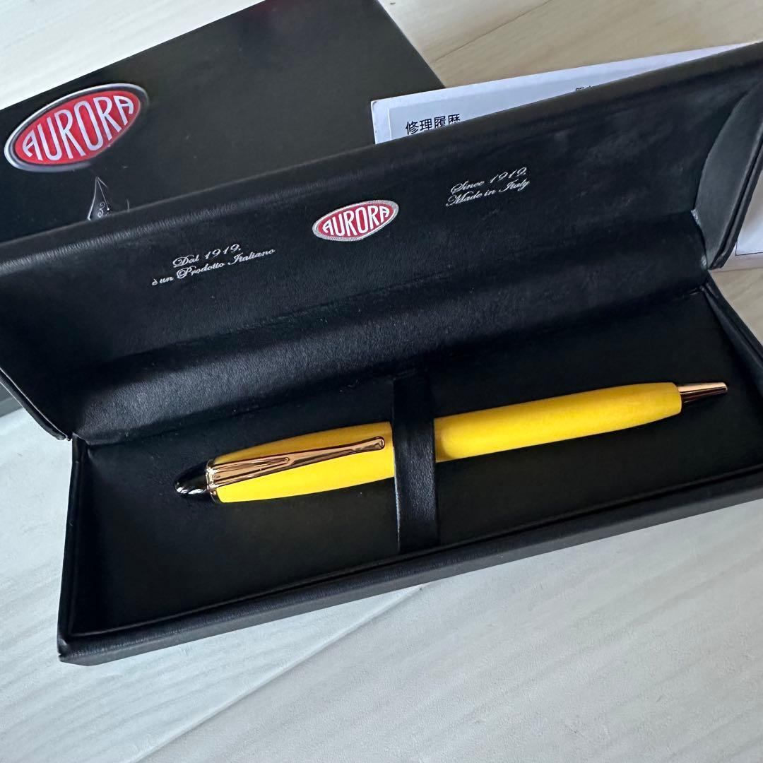 AURORA イエローボールペン 専用ケース付き