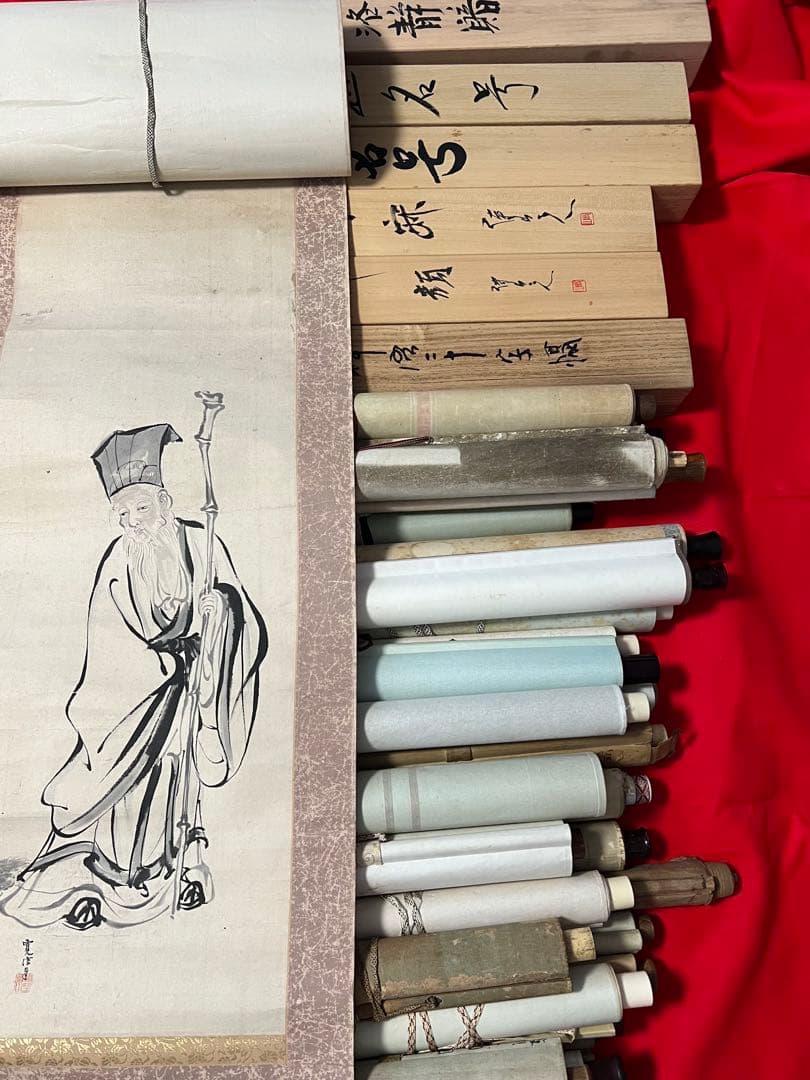 まとめて45本 佛画 中国複製画　山水 花鳥　人物など　（捲り付）送料込み！