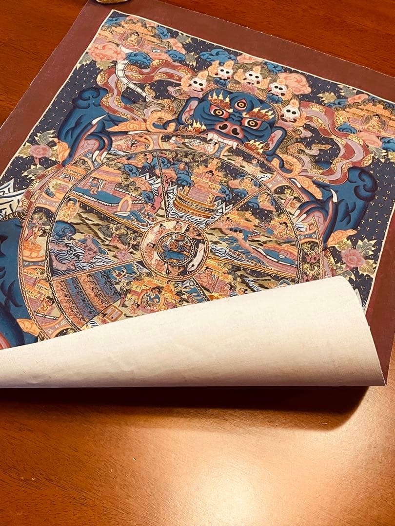 チベット密教 手描き曼荼羅（マンダラ）タンカ【新品・一点物】肉筆画 D2