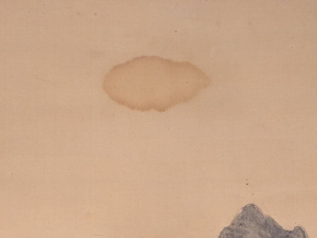 【真作】掛軸　墨濃淡に浮かぶ幽玄山水　静謐なる山岳風景掛軸　合箱入　T54