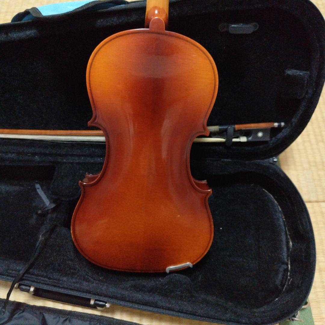 バイオリン本体　1/2サイズとバイオリンケース 軽量ライトブルー、弓付、肩当て付