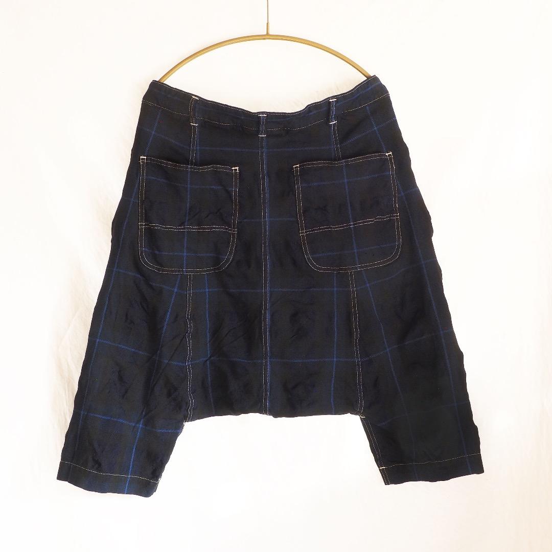 コムコム 極美品 サルエルパンツ チェック 縮絨 ポリエステル コムデギャルソン