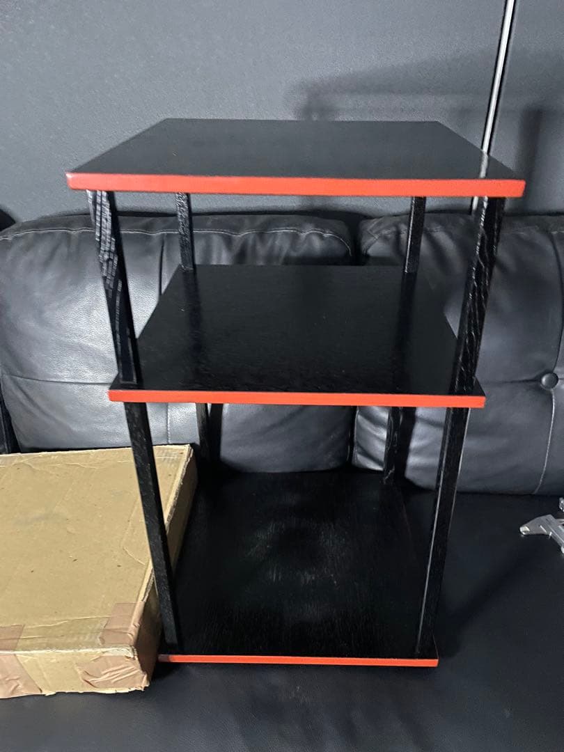 良品　玄々斎好　更好棚　組み立て式二重棚　黒漆爪紅　茶道具　裏千家　風炉　桐材