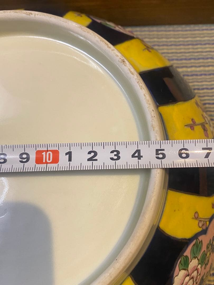 中国美術　色絵　窓絵吉祥紋　大中小　８寸・９寸・1尺　鉢　深鉢　3鉢揃い　木箱