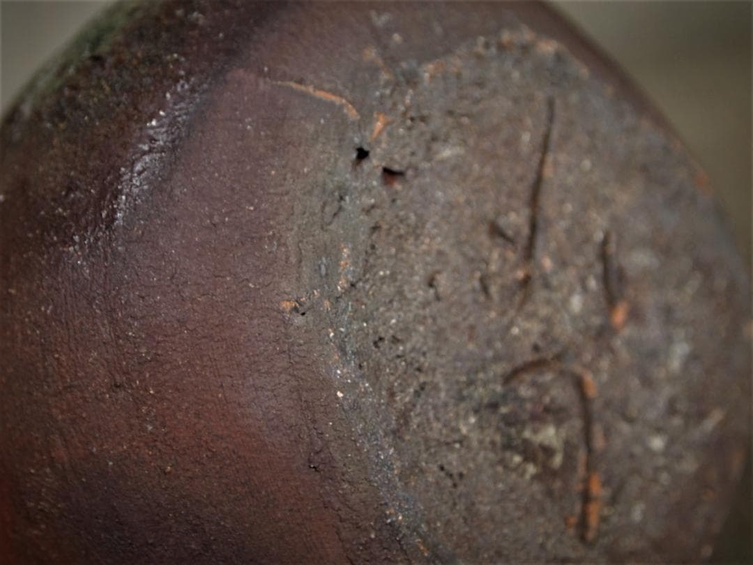 希少作★森岡成好★とくり（南蛮窯変徳利）★共箱★緋色