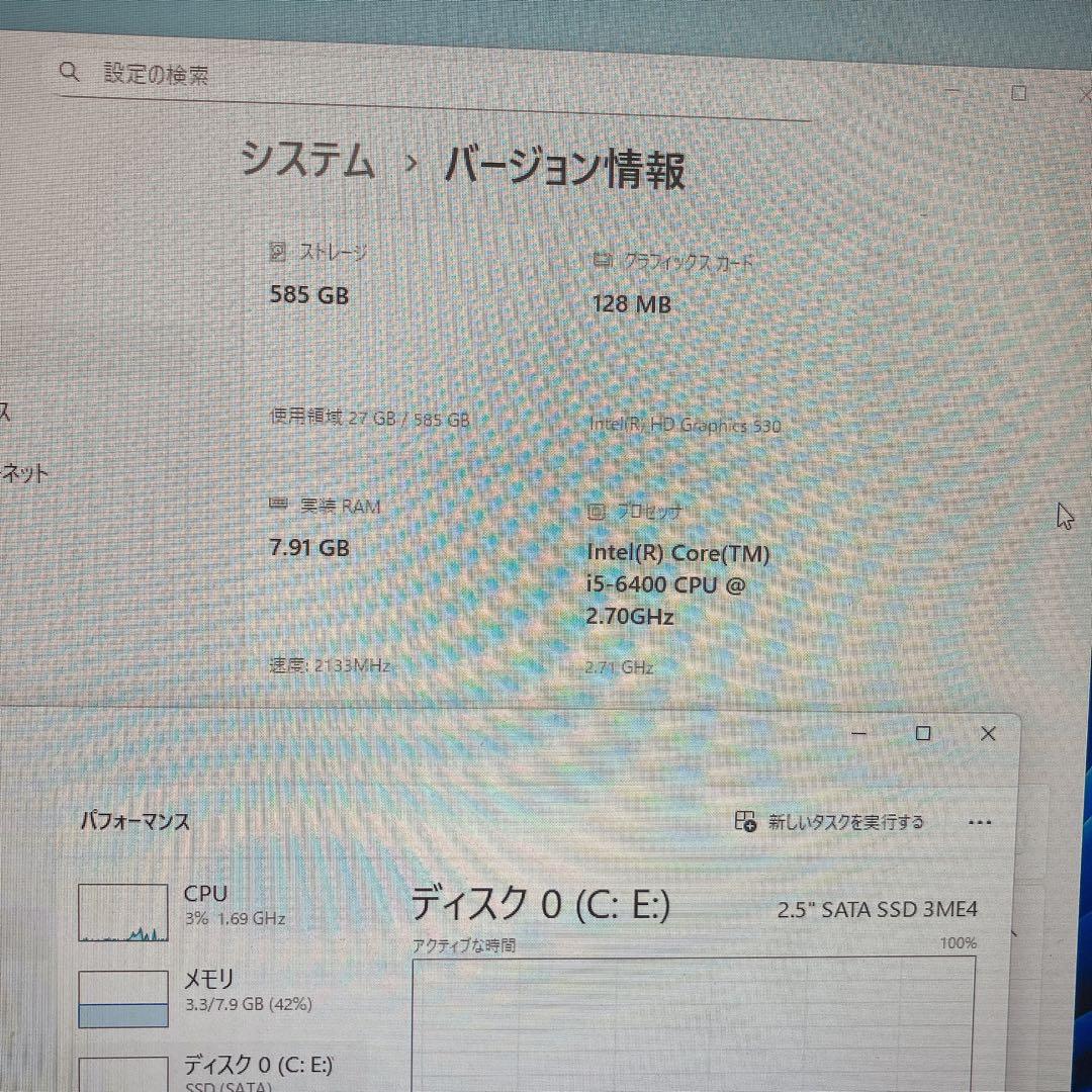 Lenovo Core i5（６世代）　SSD+HDD win11 デスクトップ