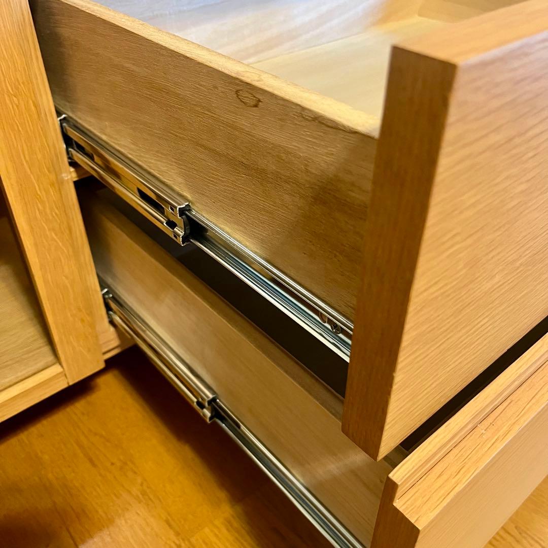 無印良品 オーク材 AVボード テレビ台 幅110cm 引き出し付き ナチュラル