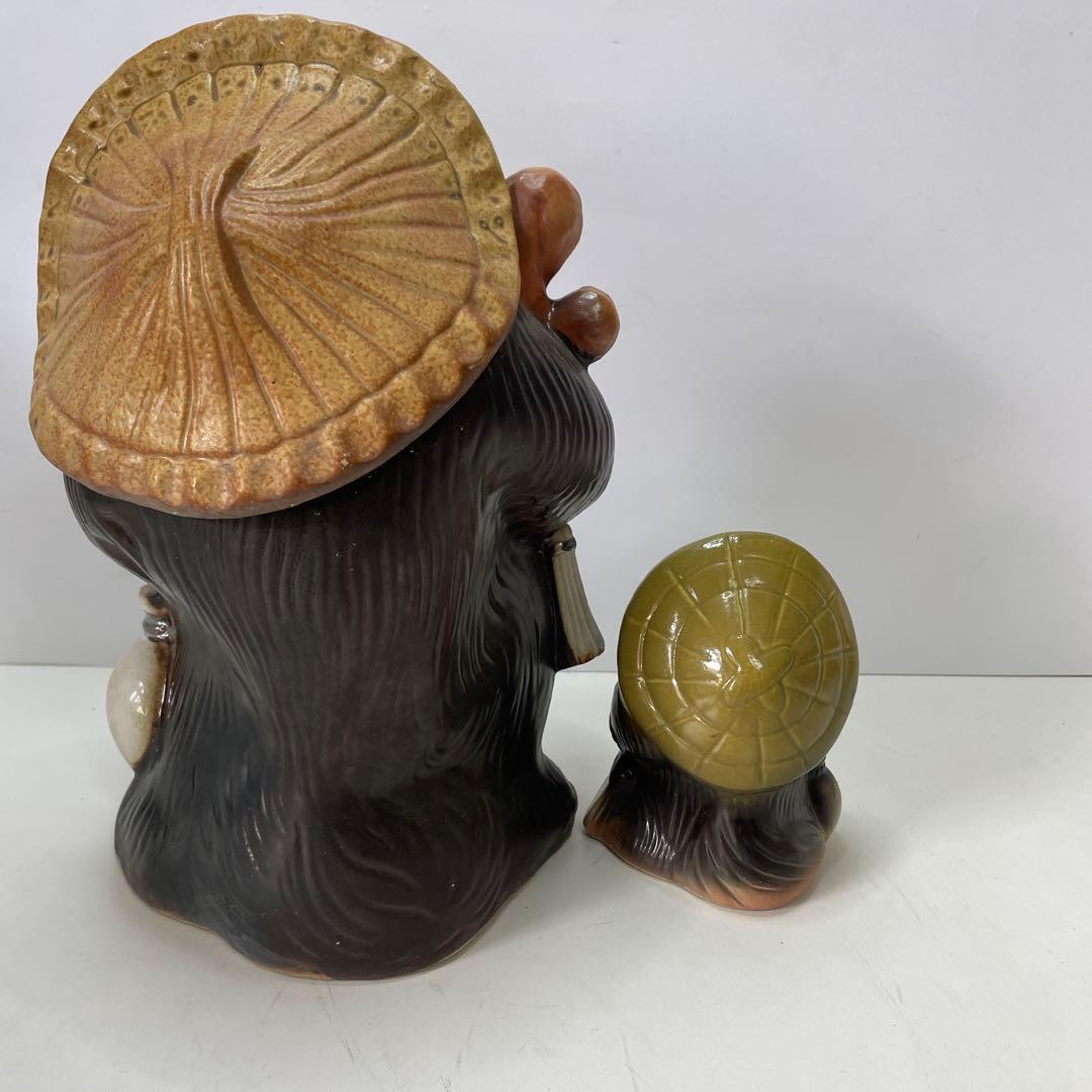 狸の陶器置物セット（大・小）