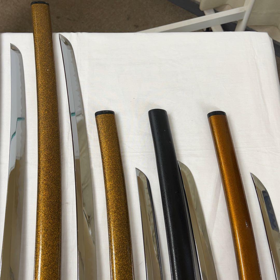 【傷あり】模造刀 8本 まとめ 透かし鍔 太刀 脇差 白鞘 龍 黒鞘 金梨地