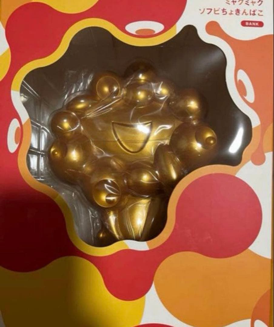 大阪関西万博ミャクミャクソフビ金の貯金箱ちょきんばこ ゴールド