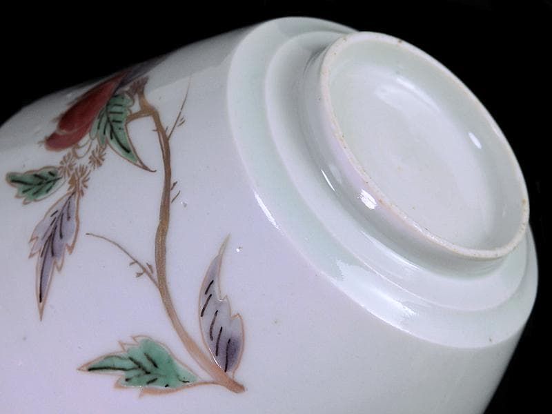 古伊万里　色絵　栗の図　蓋茶碗　江戸期　E616AS-CRp