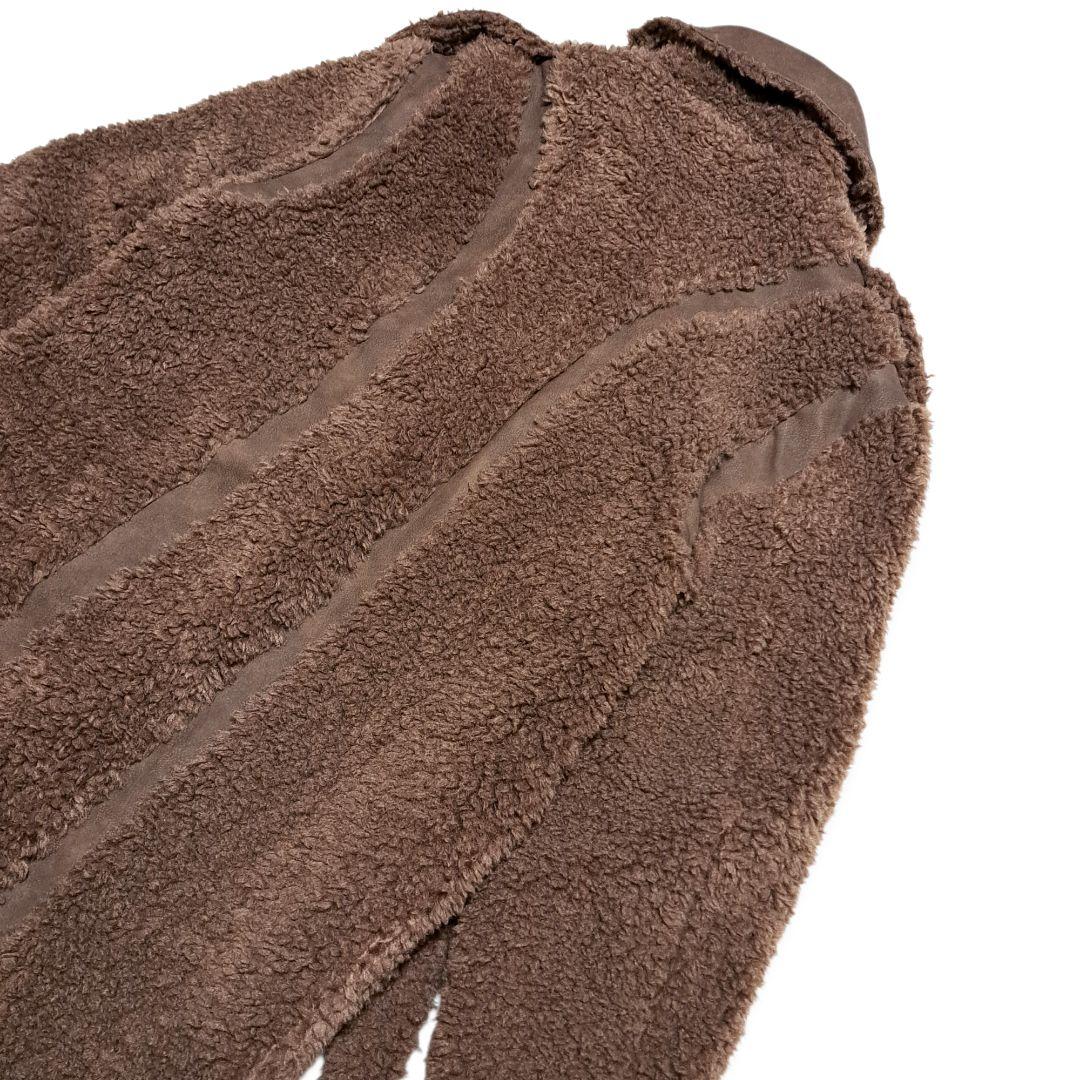 定価5万円　VIAVANDA　ブラウン フリース ロングコート ウエストベルト付