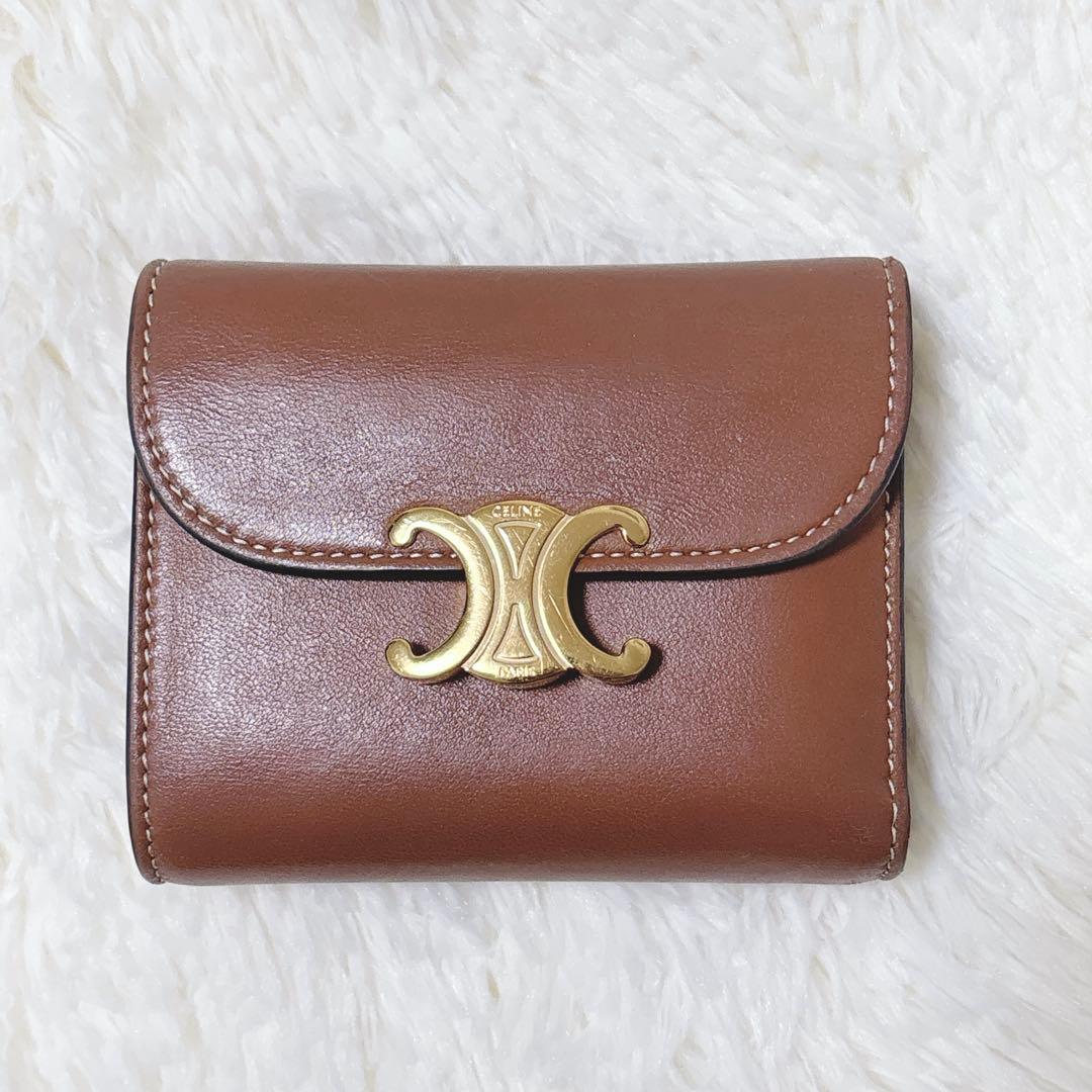 極美品✨CELINE トリオンフ スモールフラップウォレット 三つ折り ブラウン