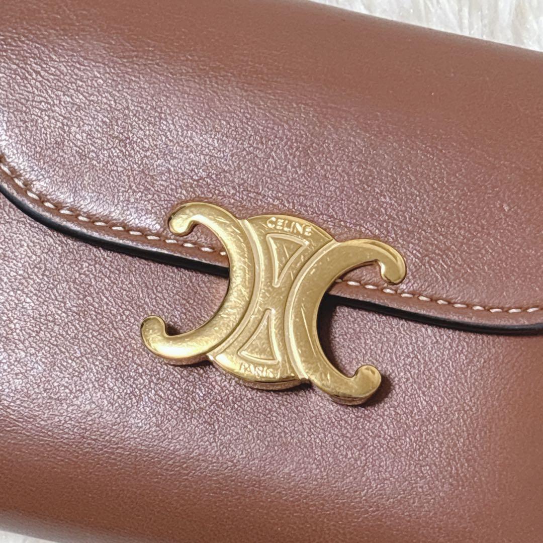 極美品✨CELINE トリオンフ スモールフラップウォレット 三つ折り ブラウン