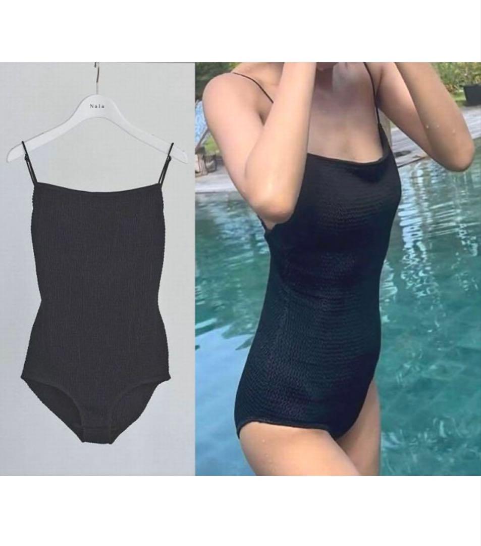Nalaナラ Shirringswiminnerwearスイムウェア ブラック